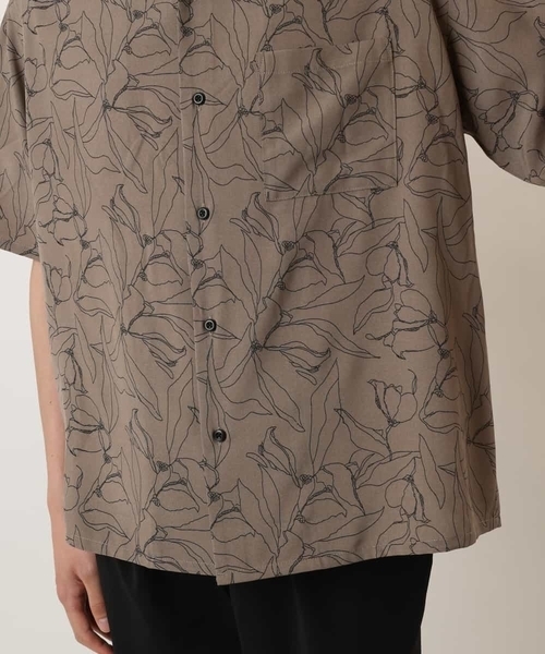 a.v.v（アーヴェヴェ）の「線画フラワープリントオープンカラーシャツ（シャツ/ブラウス・メンズ・モカ/ブラック・50/48/46）」の15枚目の写真