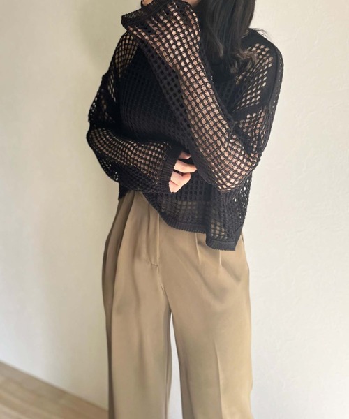 ISOOK（アイスー）の「【ZOZOTOWN限定】Mesh summer knit  set / メッシュサマーニットセット（ニット/セーター・レディース・ブラック/モカ・FREE）」の4枚目の写真