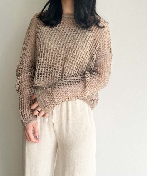 ISOOK（アイスー）の「【ZOZOTOWN限定】Mesh summer knit  set / メッシュサマーニットセット（ニット/セーター・レディース・ブラック/モカ・FREE）」の10枚目の写真