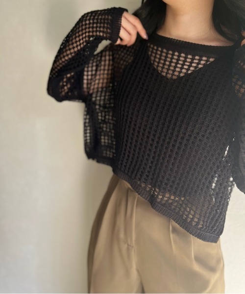ISOOK（アイスー）の「【ZOZOTOWN限定】Mesh summer knit  set / メッシュサマーニットセット（ニット/セーター・レディース・ブラック/モカ・FREE）」の19枚目の写真