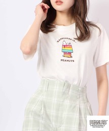 PEANUTS スヌーピー 刺繍 Tシャツ ドッグハウス