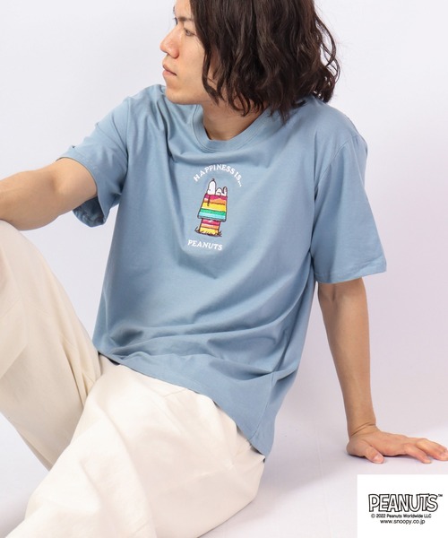 PEANUTS（ピーナッツ）の「PEANUTS スヌーピー 刺繍 Tシャツ ドッグハウス（Tシャツ/カットソー・メンズ・ホワイト/ブラック/ホワイト系その他/グレイッシュブルー/ホワイト系その他2/レッド/杢グレー/ブラック系その他・S/M/LL/L）」の7枚目の写真