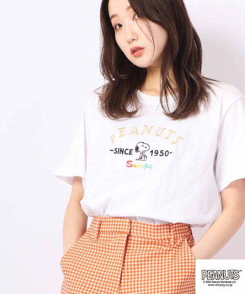 PEANUTS（ピーナッツ）の「PEANUTS スヌーピー 刺繍 Tシャツ ドッグハウス（Tシャツ/カットソー・メンズ・ホワイト/ブラック/ホワイト系その他/グレイッシュブルー/ホワイト系その他2/レッド/杢グレー/ブラック系その他・S/M/LL/L）」の22枚目の写真