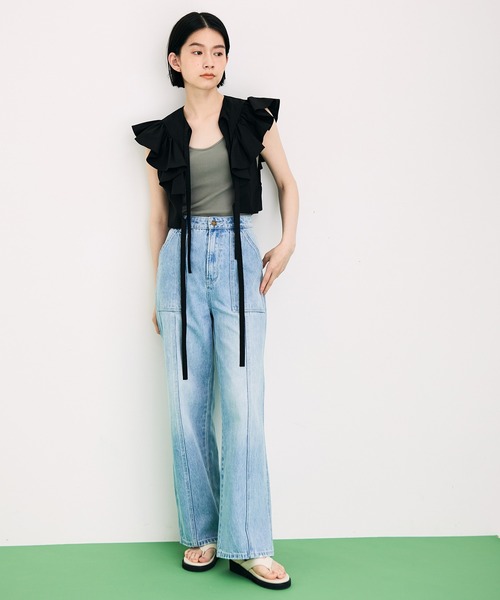 ADAM ET ROPE'（アダムエロペ）の「フリルセットTシャツ（Tシャツ/カットソー・レディース・ブラック/ホワイト/ベージュ・FREE）」の21枚目の写真