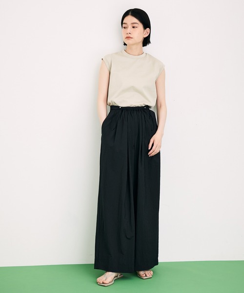 AER ADAM ET ROPE - ADAM ET ROPÉ FEMME SETアイテム フリルセットTシャツ 黒 ADAM ET ROPÉ FEMME(アダム エ ロペ ファム) / 〈SETアイテム