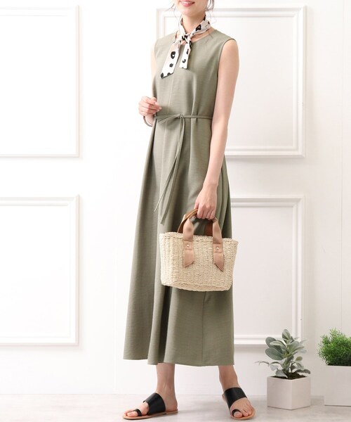 DRESKIP（ドレスキップ）の「◆麻調テントライン ノースリ－ブ ワンピース（ワンピース・レディース・チャコールグレー/カーキ/ライトベージュ・02/03）」の3枚目の写真