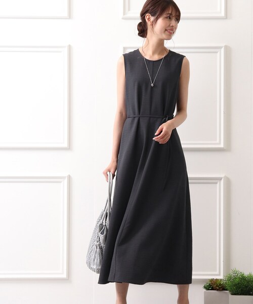 DRESKIP（ドレスキップ）の「◆麻調テントライン ノースリ－ブ ワンピース（ワンピース・レディース・チャコールグレー/カーキ/ライトベージュ・02/03）」の2枚目の写真