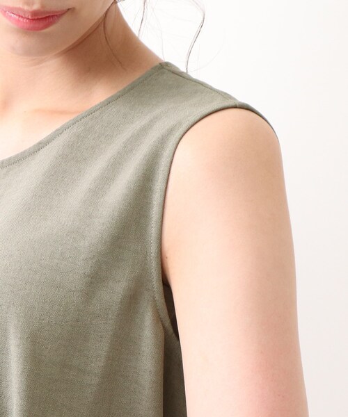 DRESKIP（ドレスキップ）の「◆麻調テントライン ノースリ－ブ ワンピース（ワンピース・レディース・チャコールグレー/カーキ/ライトベージュ・02/03）」の4枚目の写真