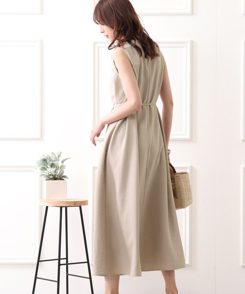 DRESKIP（ドレスキップ）の「◆麻調テントライン ノースリ－ブ ワンピース（ワンピース・レディース・チャコールグレー/カーキ/ライトベージュ・02/03）」の12枚目の写真