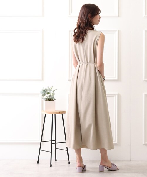 DRESKIP（ドレスキップ）の「◆麻調テントライン ノースリ－ブ ワンピース（ワンピース・レディース・チャコールグレー/カーキ/ライトベージュ・02/03）」の19枚目の写真