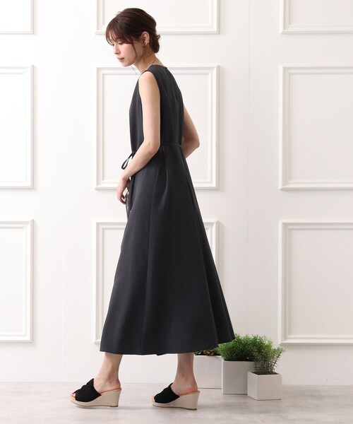 DRESKIP（ドレスキップ）の「◆麻調テントライン ノースリ－ブ ワンピース（ワンピース・レディース・チャコールグレー/カーキ/ライトベージュ・02/03）」の6枚目の写真