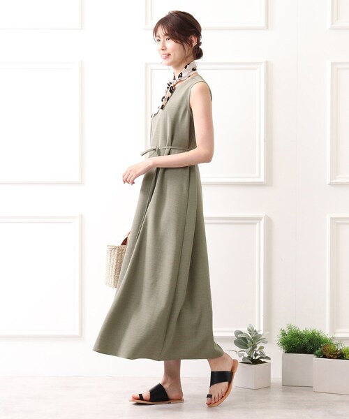 DRESKIP（ドレスキップ）の「◆麻調テントライン ノースリ－ブ ワンピース（ワンピース・レディース・チャコールグレー/カーキ/ライトベージュ・02/03）」の14枚目の写真