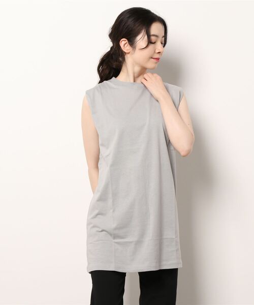 mizuiroind（ミズイロインド）の「mizuiro ind クルーネックノースリーブチュニック（チュニック・レディース・ライトグレー/グレー/ブラック/ホワイト/ブラウン/チャコールグレー・FREE）」の18枚目の写真