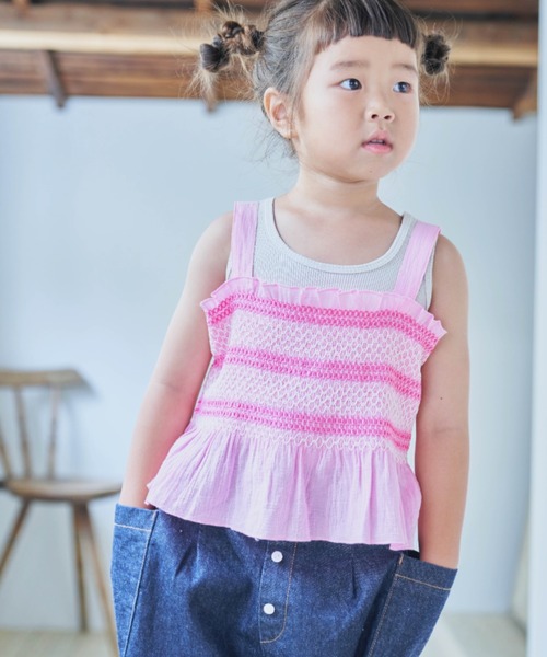 LOWRYS FARM（ローリーズファーム）の「スモッキングキャミソール　349258（キャミソール・キッズ・ホワイト/ブラック/ピンク・110cm/120cm/130cm/140cm/150cm）」の11枚目の写真