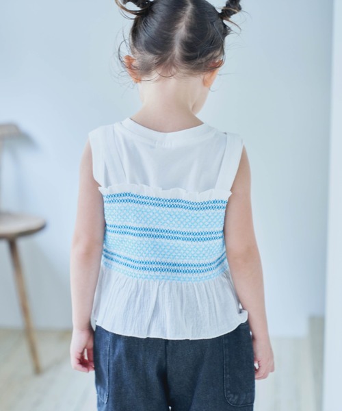 LOWRYS FARM（ローリーズファーム）の「スモッキングキャミソール　349258（キャミソール・キッズ・ホワイト/ブラック/ピンク・110cm/120cm/130cm/140cm/150cm）」の9枚目の写真