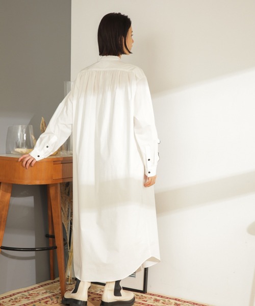 mici(ミチ)の「(mici)フリルシャツワンピース(ワンピース・レディース・ブラック/ホワイト系その他・ONE SIZE)」の9枚目の写真