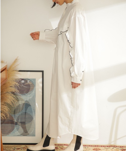 mici(ミチ)の「(mici)フリルシャツワンピース(ワンピース・レディース・ブラック/ホワイト系その他・ONE SIZE)」の12枚目の写真