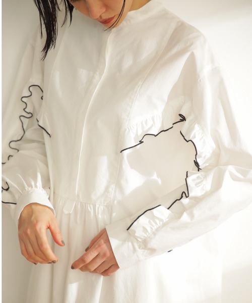 mici(ミチ)の「(mici)フリルシャツワンピース(ワンピース・レディース・ブラック/ホワイト系その他・ONE SIZE)」の15枚目の写真