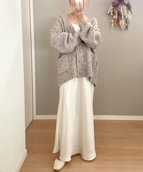 RANAN（ラナン）の「カラーオーバーニットカーディガン（カーディガン/ボレロ・レディース・ライトブルー/ベージュ/オレンジ/ブルー/ピンク/ライラック/グリーン/アイボリー・LL/M/L）」の22枚目の写真