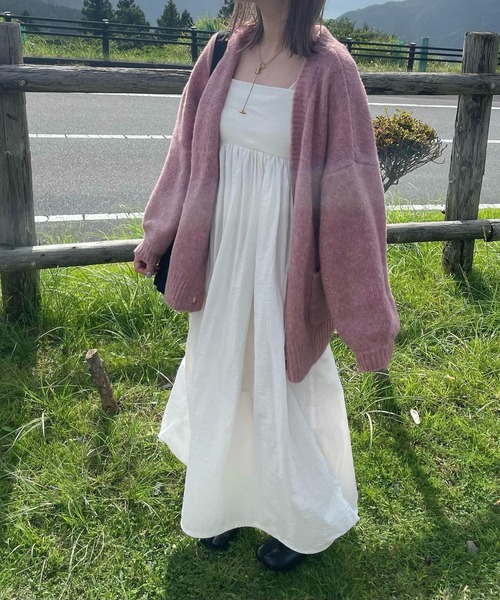 RANAN（ラナン）の「カラーオーバーニットカーディガン（カーディガン/ボレロ・レディース・ライトブルー/ベージュ/オレンジ/ブルー/ピンク/ライラック/グリーン/アイボリー・LL/M/L）」の18枚目の写真