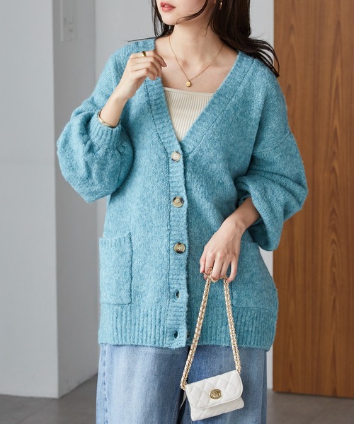 アニオナカーディガン J155 CARDIGAN Vネックカーディガン