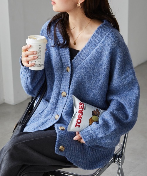 セール】カラーオーバーニットカーディガン（カーディガン/ボレロ