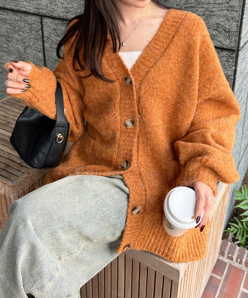 セール】カラーオーバーニットカーディガン（カーディガン/ボレロ