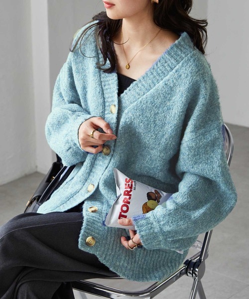 セール】カラーオーバーニットカーディガン（カーディガン/ボレロ