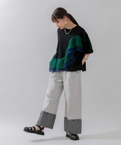 Lant Kalte(ラントカルテ)の「Lant Kalte カラーメッシュカットプルオーバー(Tシャツ/カットソー・レディース・ホワイト/ブラック・FREE)」の15枚目の写真