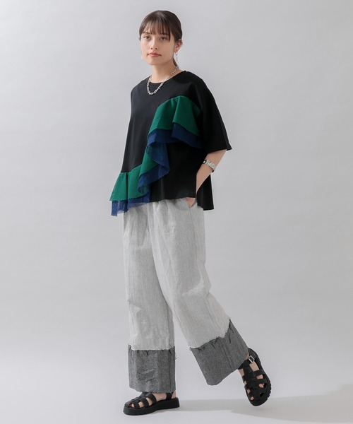 Lant Kalte(ラントカルテ)の「Lant Kalte カラーメッシュカットプルオーバー(Tシャツ/カットソー・レディース・ホワイト/ブラック・FREE)」の6枚目の写真