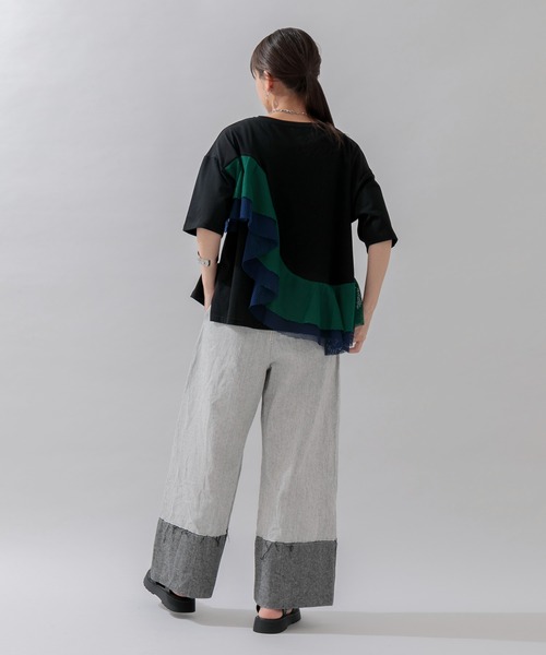 Lant Kalte(ラントカルテ)の「Lant Kalte カラーメッシュカットプルオーバー(Tシャツ/カットソー・レディース・ホワイト/ブラック・FREE)」の12枚目の写真