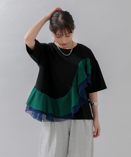 Lant Kalte(ラントカルテ)の「Lant Kalte カラーメッシュカットプルオーバー(Tシャツ/カットソー・レディース・ホワイト/ブラック・FREE)」の21枚目の写真