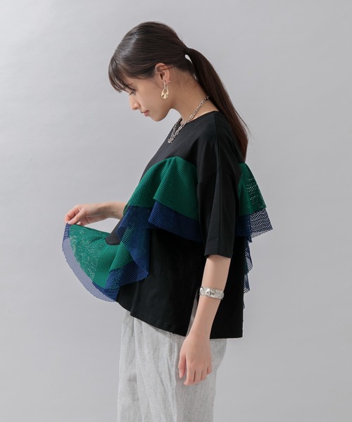 Lant Kalte(ラントカルテ)の「Lant Kalte カラーメッシュカットプルオーバー(Tシャツ/カットソー・レディース・ホワイト/ブラック・FREE)」の18枚目の写真