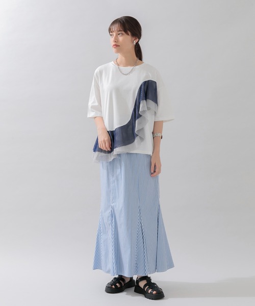 Lant Kalte(ラントカルテ)の「Lant Kalte カラーメッシュカットプルオーバー(Tシャツ/カットソー・レディース・ホワイト/ブラック・FREE)」の4枚目の写真