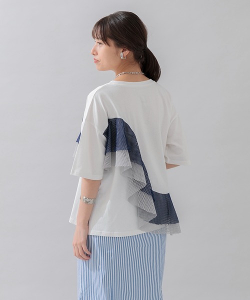 Lant Kalte(ラントカルテ)の「Lant Kalte カラーメッシュカットプルオーバー(Tシャツ/カットソー・レディース・ホワイト/ブラック・FREE)」の5枚目の写真