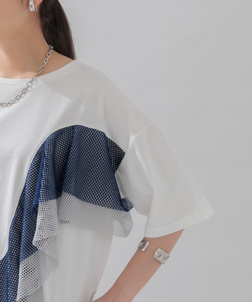 Lant Kalte(ラントカルテ)の「Lant Kalte カラーメッシュカットプルオーバー(Tシャツ/カットソー・レディース・ホワイト/ブラック・FREE)」の8枚目の写真