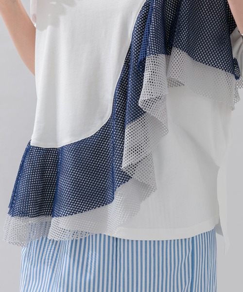 Lant Kalte(ラントカルテ)の「Lant Kalte カラーメッシュカットプルオーバー(Tシャツ/カットソー・レディース・ホワイト/ブラック・FREE)」の14枚目の写真