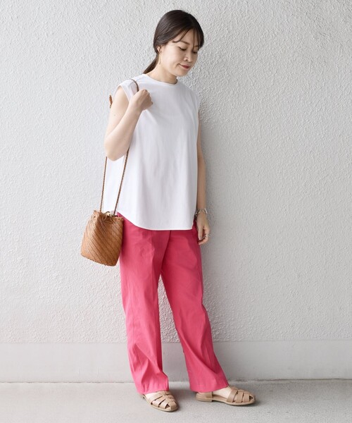 SHIPS(シップス)の「スビンコットンフレンチスリーブプルオーバー◆(Tシャツ/カットソー・レディース・オフホワイト/ブラック/グリーン/ピンク・ONE SIZE)」の11枚目の写真