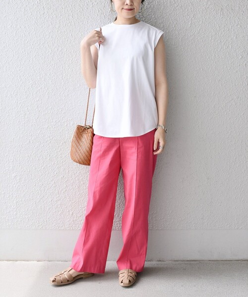 SHIPS(シップス)の「スビンコットンフレンチスリーブプルオーバー◆(Tシャツ/カットソー・レディース・オフホワイト/ブラック/グリーン/ピンク・ONE SIZE)」の12枚目の写真