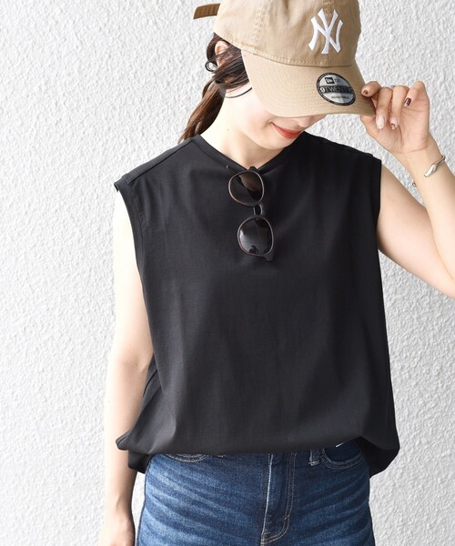 SHIPS(シップス)の「スビンコットンフレンチスリーブプルオーバー◆(Tシャツ/カットソー・レディース・オフホワイト/ブラック/グリーン/ピンク・ONE SIZE)」の13枚目の写真