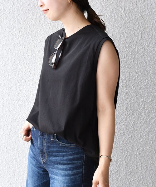 SHIPS(シップス)の「スビンコットンフレンチスリーブプルオーバー◆(Tシャツ/カットソー・レディース・オフホワイト/ブラック/グリーン/ピンク・ONE SIZE)」の14枚目の写真