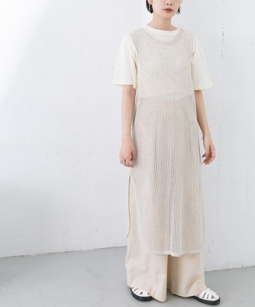 KBF(ケイビーエフ)の「メッシュニットワンピース(ワンピース・レディース・ブラック/ベージュ/アイボリー・ONE)」の15枚目の写真