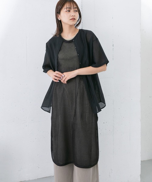 KBF(ケイビーエフ)の「メッシュニットワンピース(ワンピース・レディース・ブラック/ベージュ/アイボリー・ONE)」の6枚目の写真