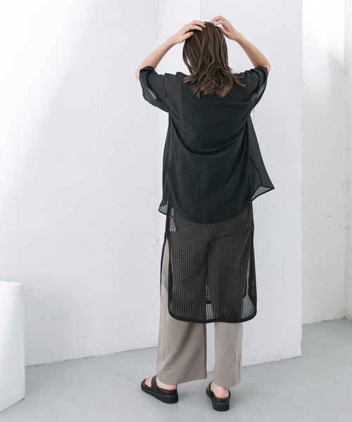 KBF(ケイビーエフ)の「メッシュニットワンピース(ワンピース・レディース・ブラック/ベージュ/アイボリー・ONE)」の13枚目の写真