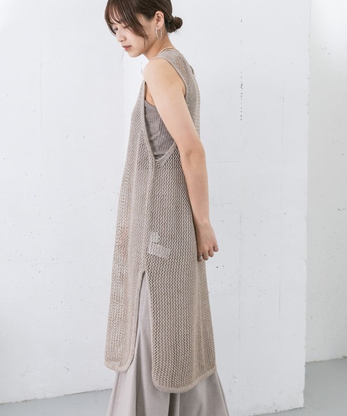 KBF(ケイビーエフ)の「メッシュニットワンピース(ワンピース・レディース・ブラック/ベージュ/アイボリー・ONE)」の10枚目の写真