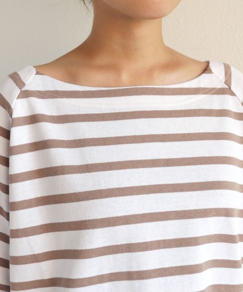 andme(アンドミー)の「コットン天竺ボートネックラグランボーダーTシャツ(Tシャツ/カットソー・レディース・ブラック/ホワイト×ブラック/ベージュ系その他/ホワイト×ピンク/ホワイト×ブルー/ホワイト×イエロー・M)」の20枚目の写真