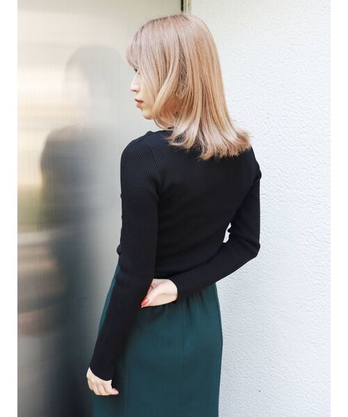 MURUA（ムルーア）の「アシメチャイナニット（ニット/セーター・レディース・ブラック/ブルー/アクア/ブラウン・FREE）」の10枚目の写真