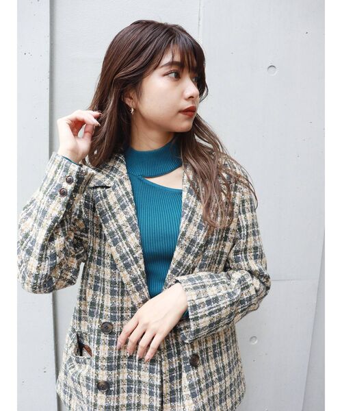 MURUA（ムルーア）の「アシメチャイナニット（ニット/セーター・レディース・ブラック/ブルー/アクア/ブラウン・FREE）」の13枚目の写真