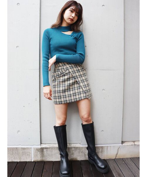 MURUA（ムルーア）の「アシメチャイナニット（ニット/セーター・レディース・ブラック/ブルー/アクア/ブラウン・FREE）」の14枚目の写真