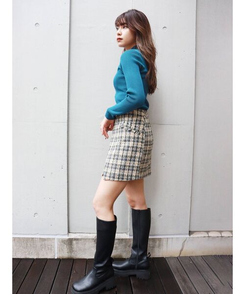 MURUA（ムルーア）の「アシメチャイナニット（ニット/セーター・レディース・ブラック/ブルー/アクア/ブラウン・FREE）」の15枚目の写真